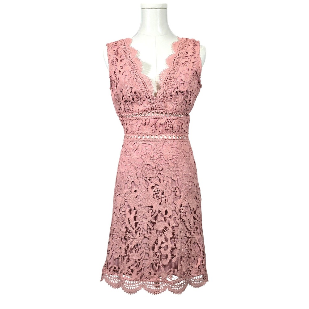 JOA‎ Just One Answer Rose Pink Lace  Mini Dress Womens XS Coquette Romantic - Picture 2 of 10